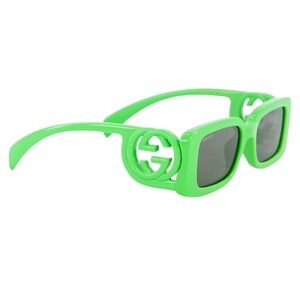 Green GG Monogram Rectangle Sunglasses